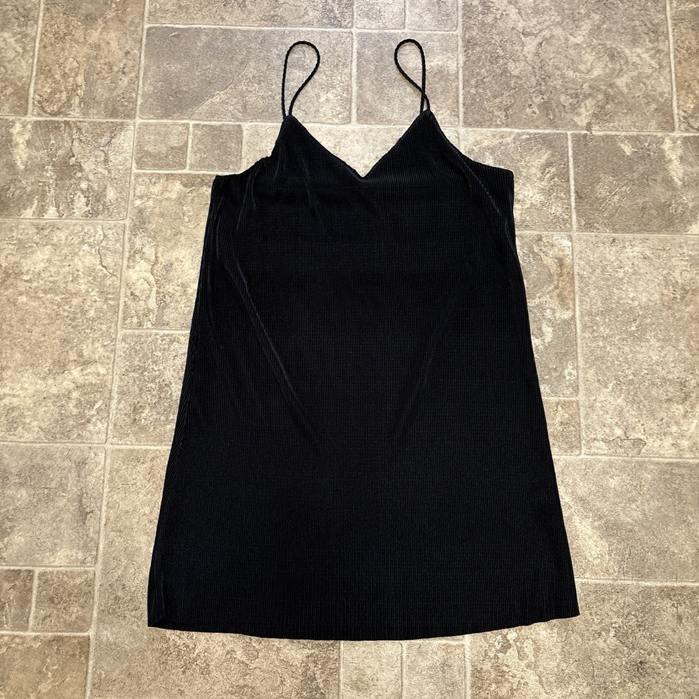 Bear Dance Plissé Mini Dress S Black Spaghetti Strap Date Night Out Flouncy